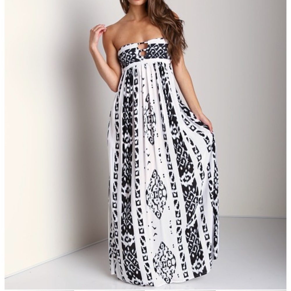 Indah Flamingo Smocked Bandeau Maxi Dress